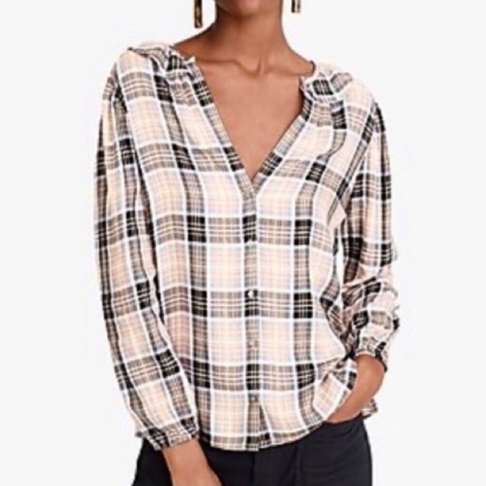 Point Sur J. Crew plaid long sleeve button down flannel shirt size S